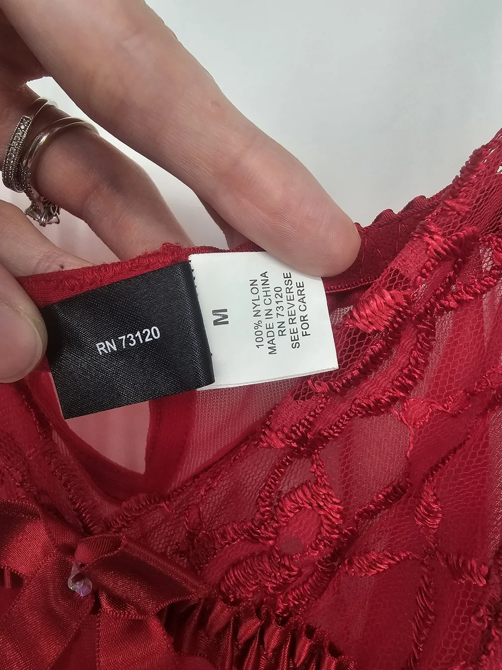 Vintage Frederick's of Hollywood Red Lace Mesh Babydoll Lingerie Slip Y2K Medium